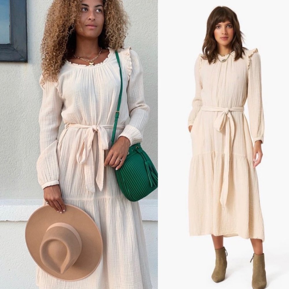 Xirena Mia Cotton Voile Midi Dress in Ivory Vintage Cameo